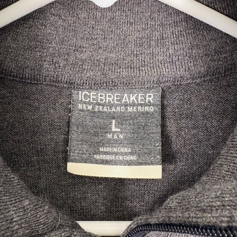 Icebreaker Grey 100% Wool Quarter Zip Pullover Sweater Men's Size Large - Picture 4 of 10